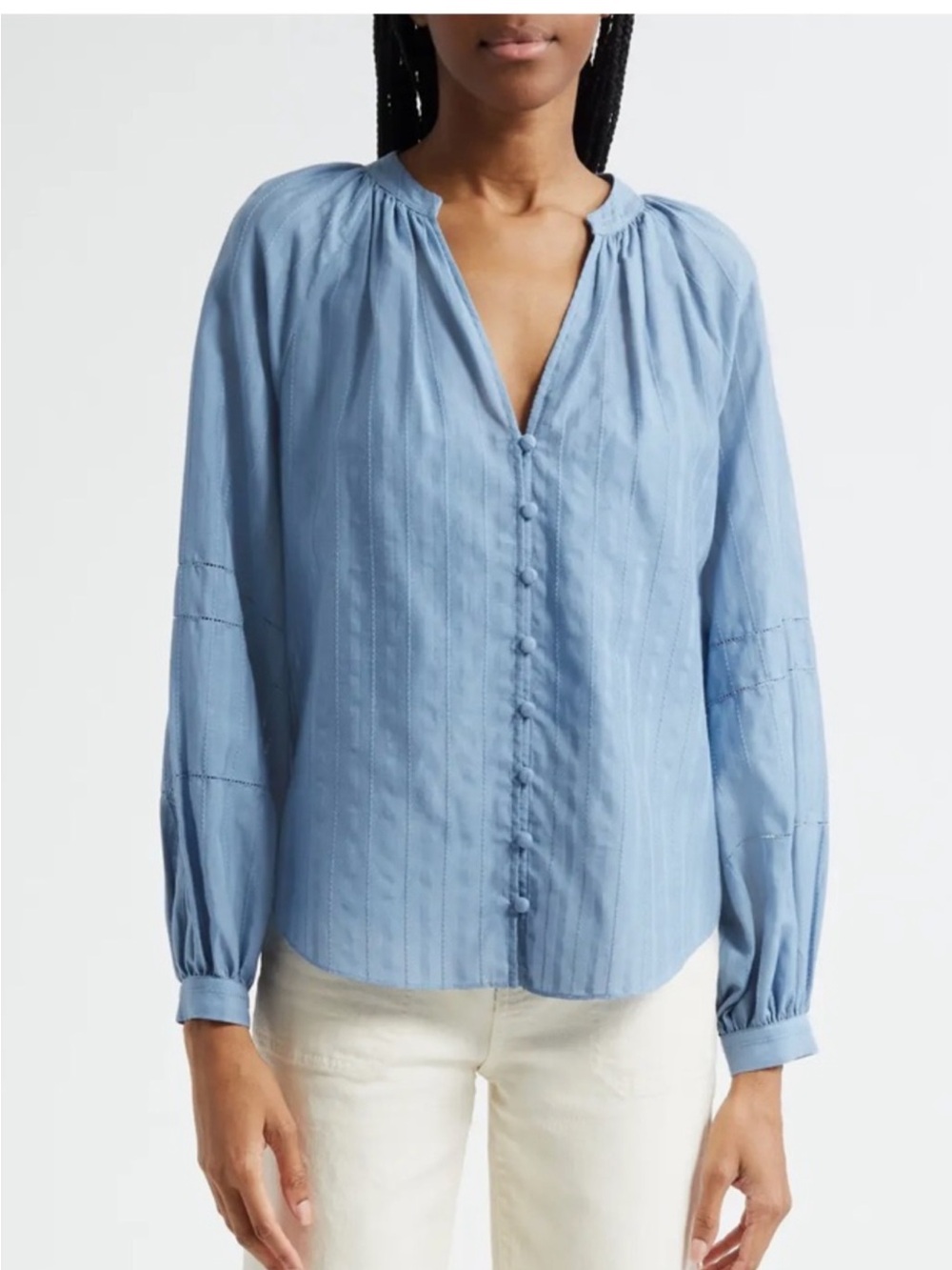 Veronica beard Blue V-Neck Button Front Women's blouse